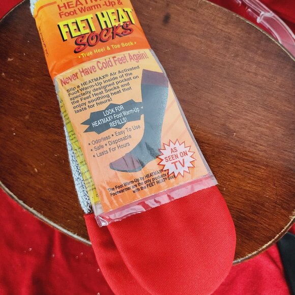 The Original Grey Red Acrylic Poly Heatmax Foot Warm Up w/Feet Heat Socks 10-13 - Picture 1 of 16